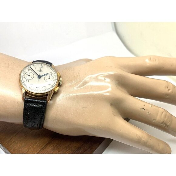 Breitling Premier Men's Watch 1940's Swiss Chronograph 32mm 18k Yellow Gold Case - Picture 4 of 16